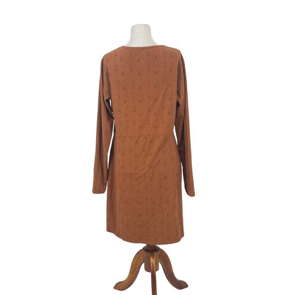 Kuhl Anya Copper Long Sleeve Faux Wrap Dress Size L Neutral‎ Minimalist - Picture 2 of 6